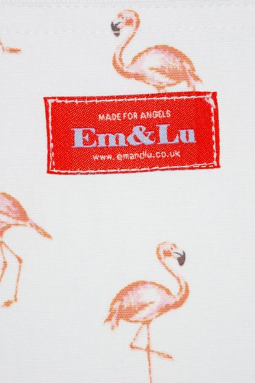 Em&Lu Flamingo Wash Bag Branding Detail