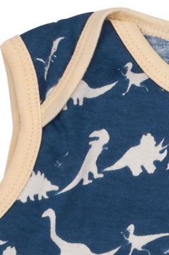 Blue Dinosaur Sleeveless Baby Vest Fastening Detail 2