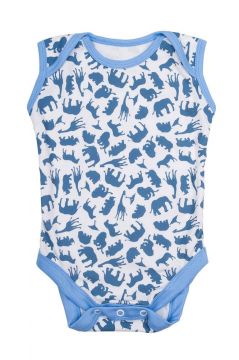 Safari Blue Sleeveless Baby Vest