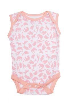 Safari Pink Sleeveless Baby Vest